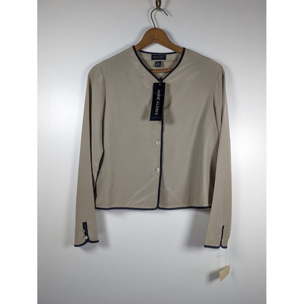 Vtg 90s Anne Klein II‎ Top Size 10 100% Silk Minimalist Office Lightweight NEW - Picture 2 of 8